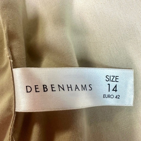 DEBENHAMS MAINE NEW ENGLAND Tan Corduroy Belted Trench Jacket Pockets Women's 14 - Picture 8 of 9